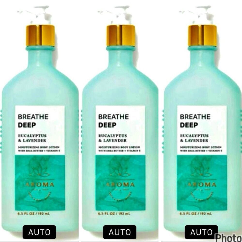NWT 3 Bath & Body Works Aromatherapy BREATH DEEP EUCALYPTUS LAVENDER Body Lotion